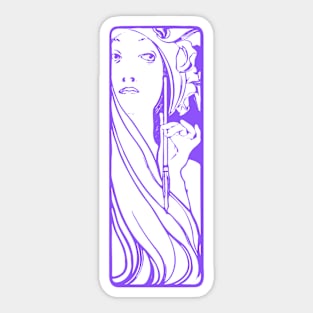 Alphonse Mucha "the muse of art" (violet) Sticker